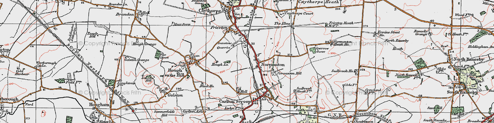 Old map of Normanton-on-Cliffe in 1922