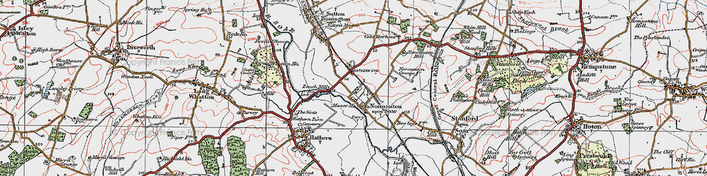 Old map of Normanton on Soar in 1921