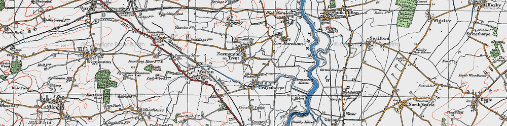 Old map of Normanton on Trent in 1923