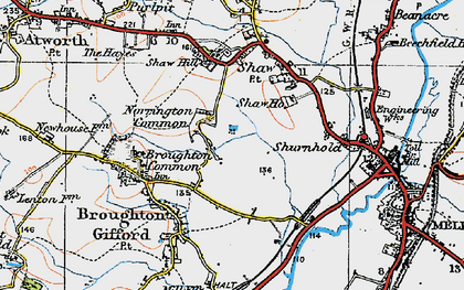 Old map of Norrington Common in 1919