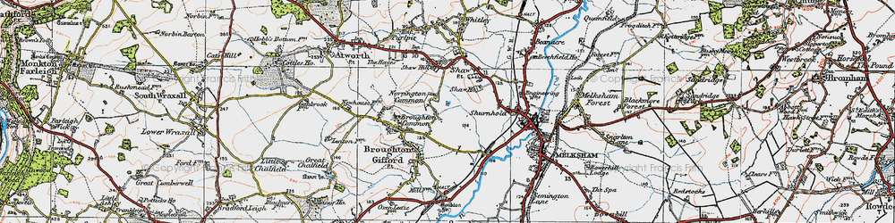 Old map of Norrington Common in 1919