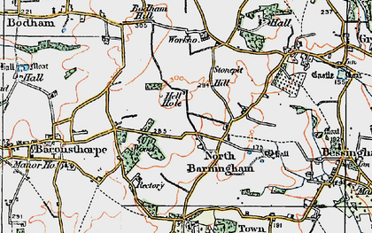 Old map of North Barningham in 1922