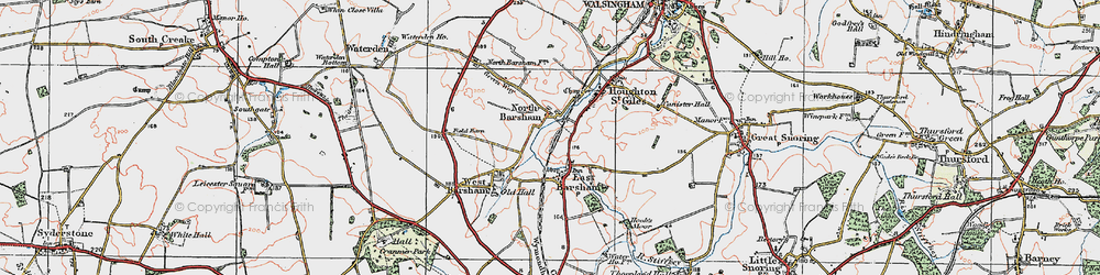 Old map of North Barsham in 1921