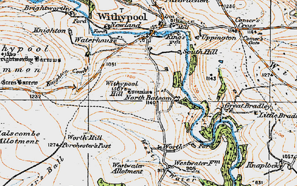Old map of Withypool Hill in 1919