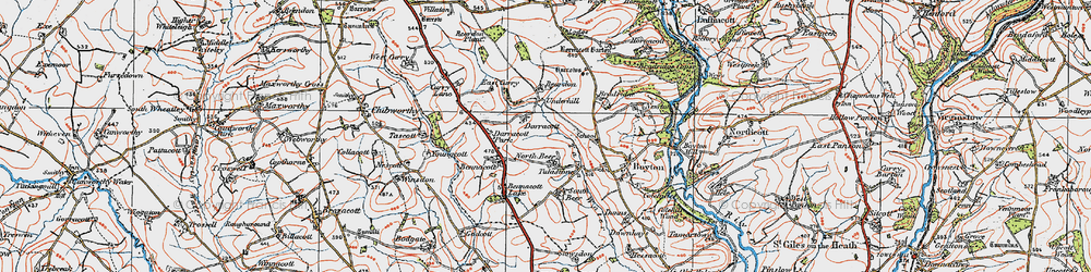 Old map of Beardon in 1919