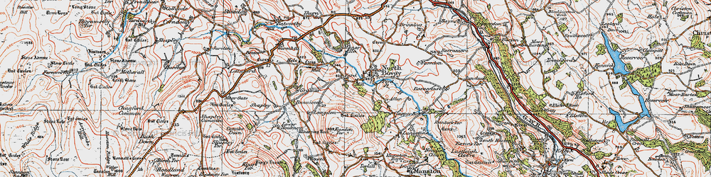 Old map of North Bovey in 1919