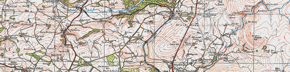 Old map of North Brentor in 1919