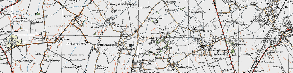 Old map of North Brook End in 1919