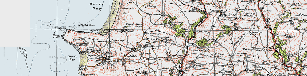Old map of Higher Spreacombe in 1919