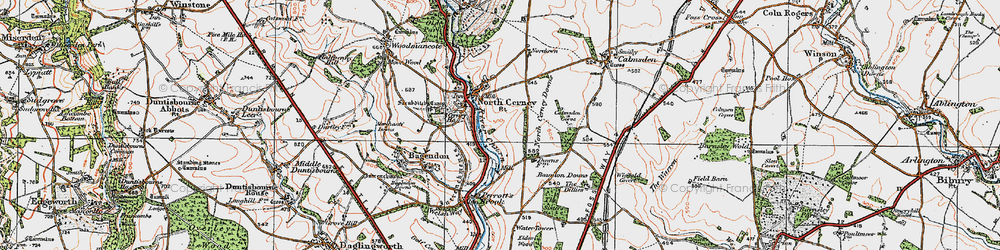 Old map of North Cerney in 1919