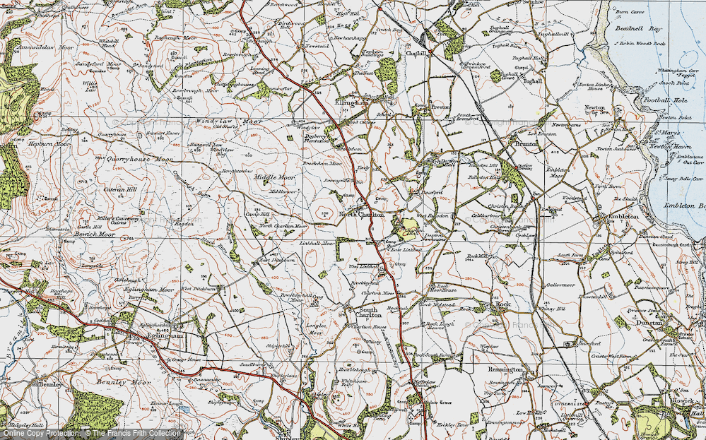 Old Map of Historic Map covering Doxford Newhouses in 1926