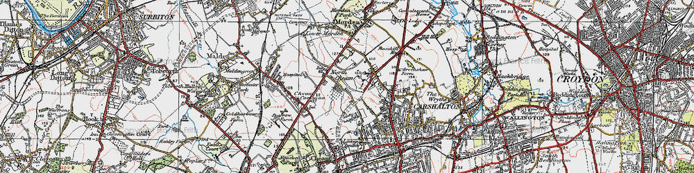 Old map of North Cheam in 1920