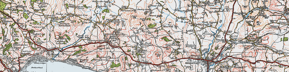 Old map of North Chideock in 1919