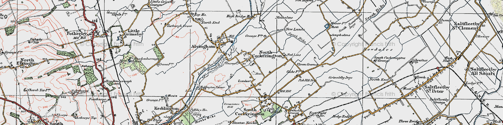Old map of North Cockerington in 1923