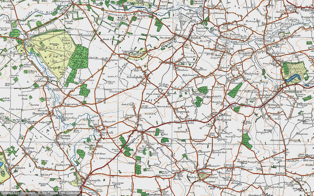 Old Map of North Common, 1920 in 1920