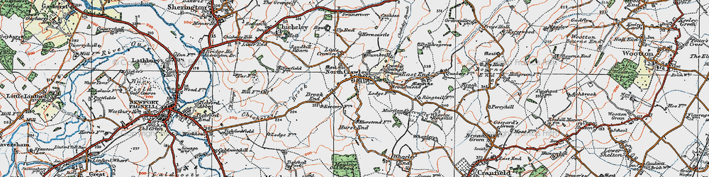 Old map of Hurst End in 1919
