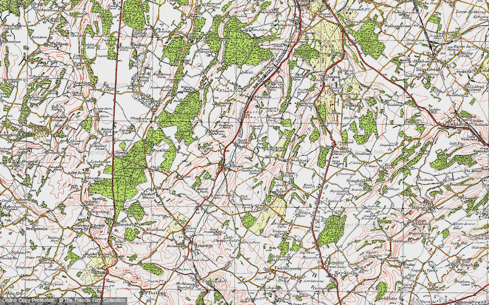 Old Map of North Elham, 1920 in 1920