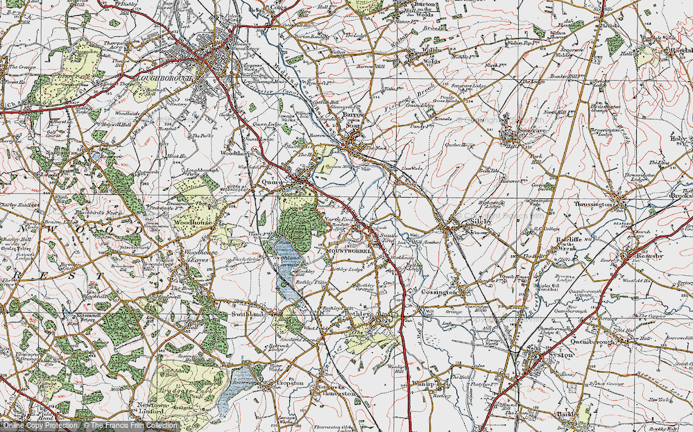 Old Map of Historic Map covering Buddon Wood in 1921