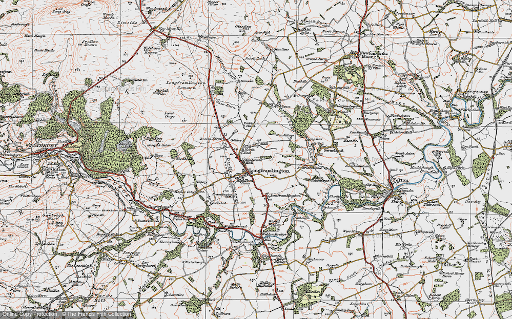 Old Map of Historic Map covering Besom Barn in 1925