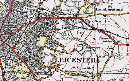 Old map of North Evington in 1921