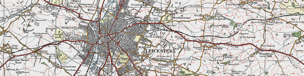 Old map of North Evington in 1921