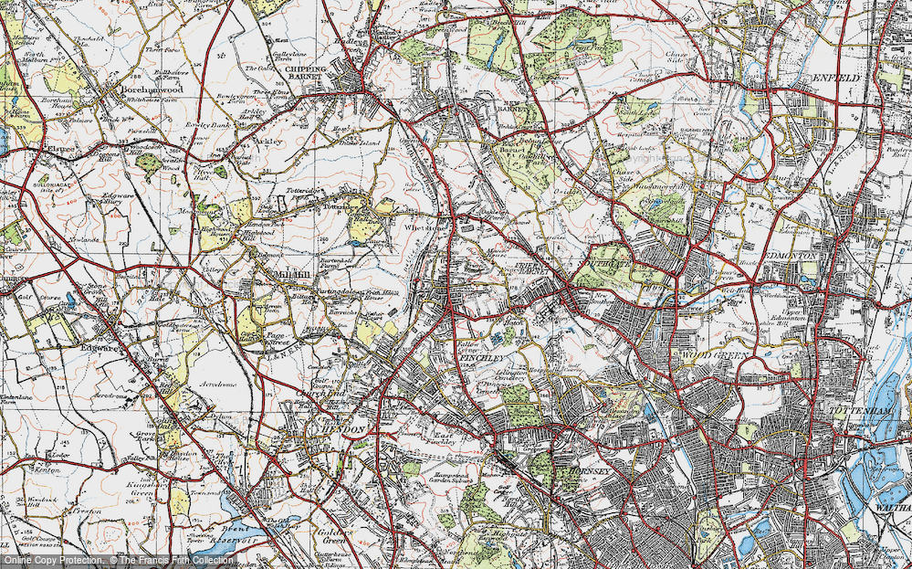 Old Map of North Finchley, 1920 in 1920
