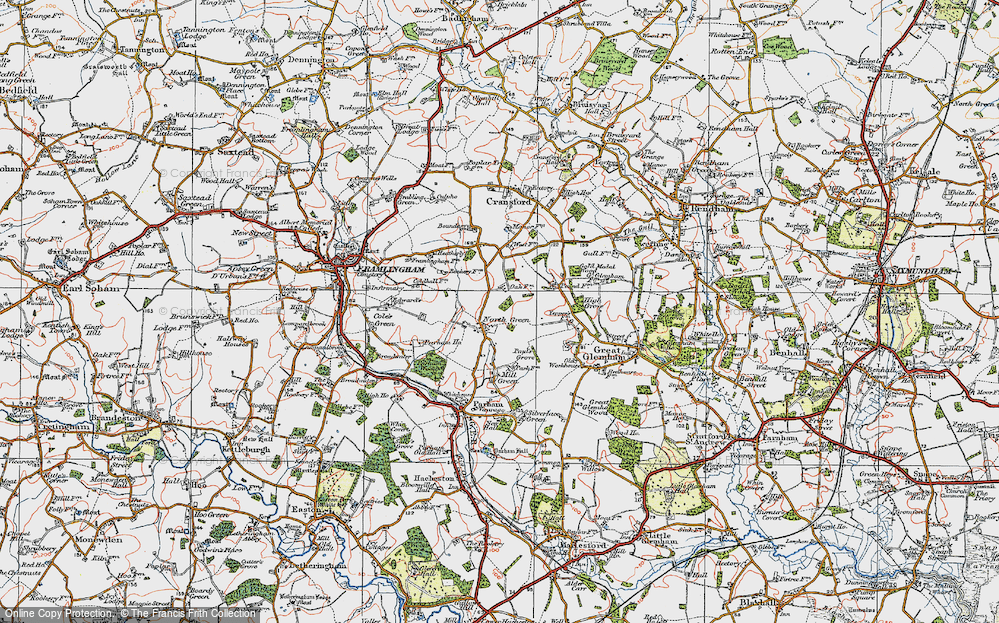 Old Map of North Green, 1921 in 1921