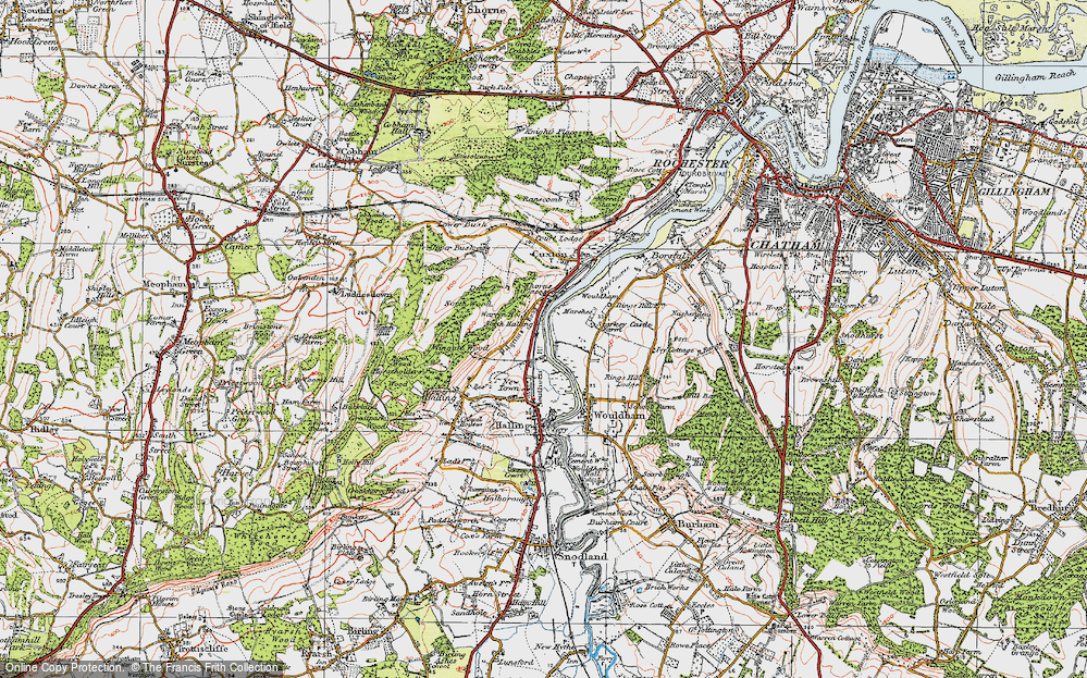 Old Map of North Halling, 1920 in 1920