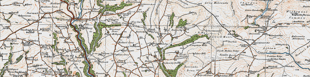 Old map of North Heasley in 1919