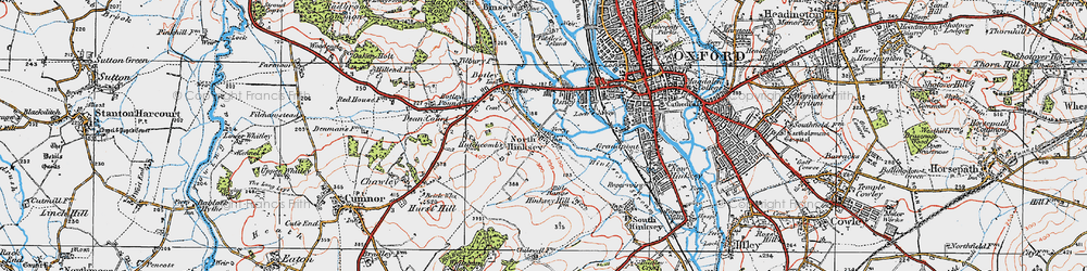 Old map of North Hinksey Village in 1919