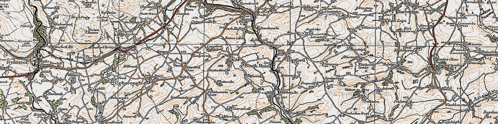 Old map of North Huish in 1919