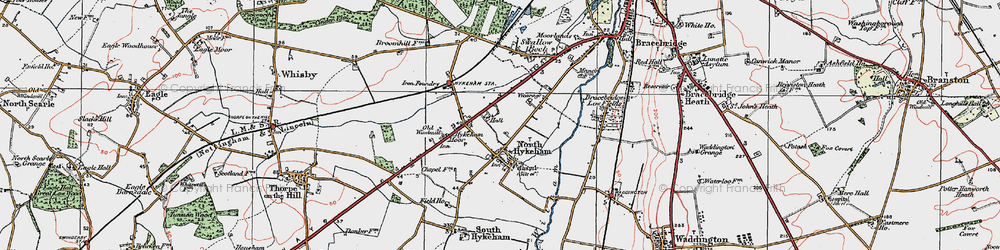 Old map of North Hykeham in 1923