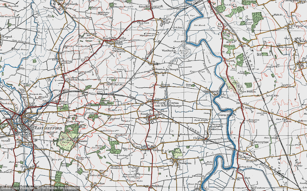 Old Map of North Leverton with Habblesthorpe, 1923 in 1923