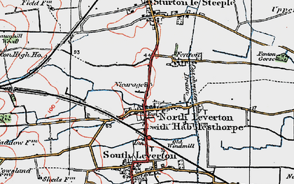 Old map of North Leverton with Habblesthorpe in 1923