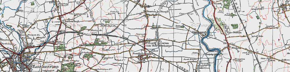 Old map of North Leverton with Habblesthorpe in 1923