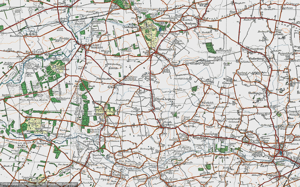 Old Map of North Lopham, 1920 in 1920