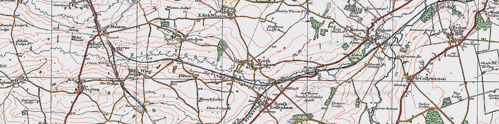 Old map of North Luffenham in 1922