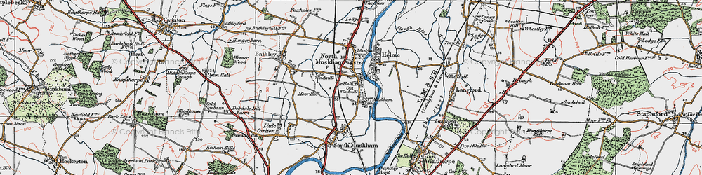 Old map of North Muskham in 1923