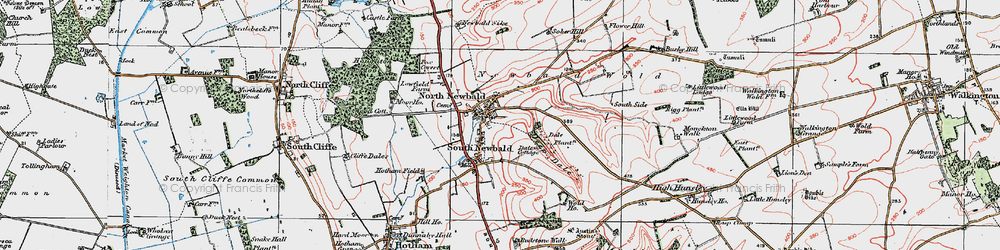 Old map of North Newbald in 1924