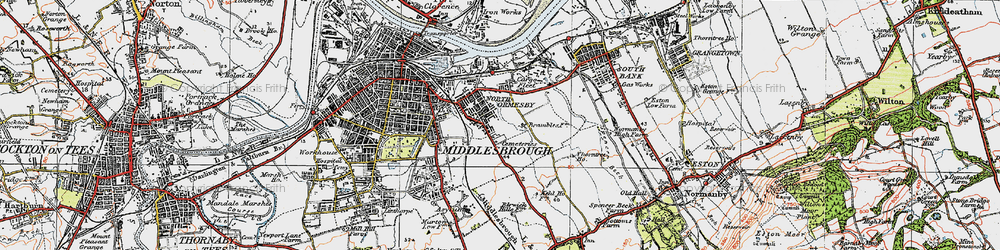 Old map of North Ormesby in 1925