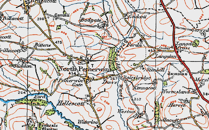 Old map of Hellescott in 1919