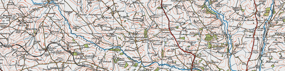 Old map of North Petherwin in 1919