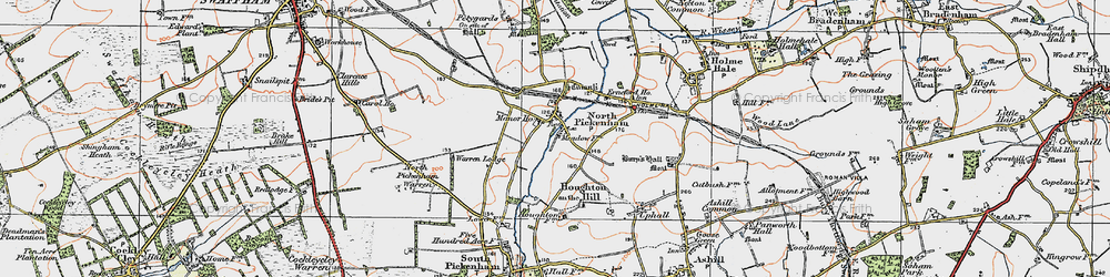 Old map of North Pickenham in 1921