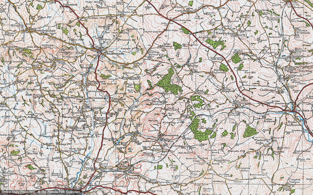 Old Map of Historic Map covering Burcombe in 1919