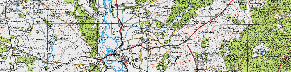 Old map of North Poulner in 1919