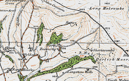 Old map of North Radworthy in 1919