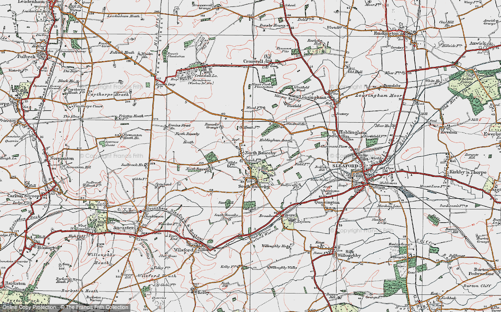 Old Map of North Rauceby, 1922 in 1922