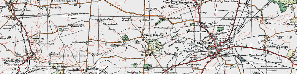 Old map of North Rauceby in 1922