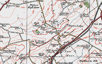 Old map of Almscliff Crag in 1925