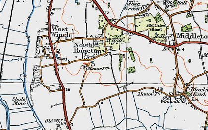 Old map of North Runcton in 1922